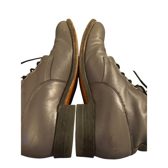 Justin 502 Vintage Gray Leather Lace-Up Combat Boots Stacked Heel Unisex 8 D - Picture 7 of 14